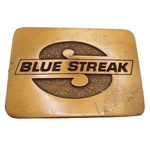 Blue Streak Belt Buckle Vintage Ignition Coils Products Advertising Promo